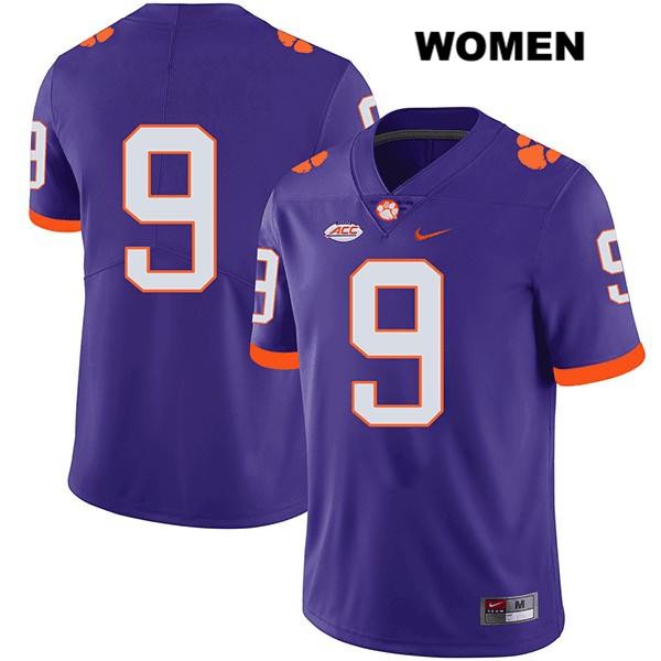 Women's Clemson Tigers #9 Brian Dawkins Jr. Stitched Purple Legend Authentic Nike No Name NCAA College Football Jersey PYP4846EH